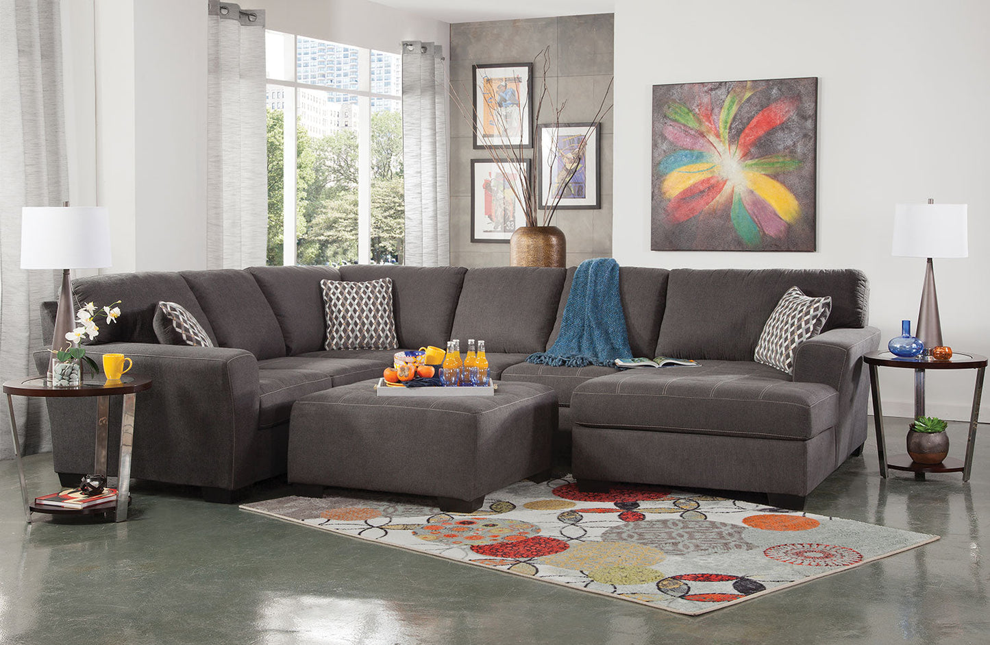 A101V5 Cocktail Ottoman- Charcoal Grey