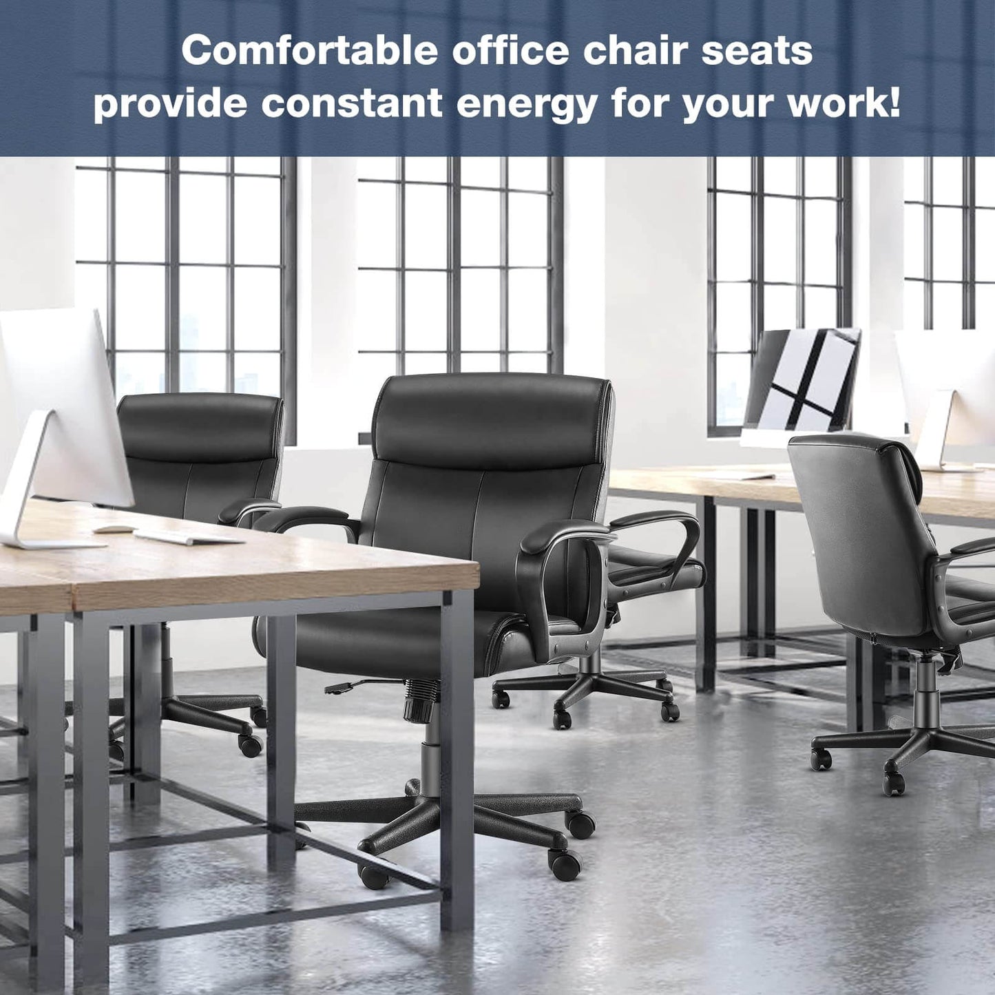 Adjustable Computer Desk Chair with Lumbar Support,Padded Armrest,Swivel Rolling