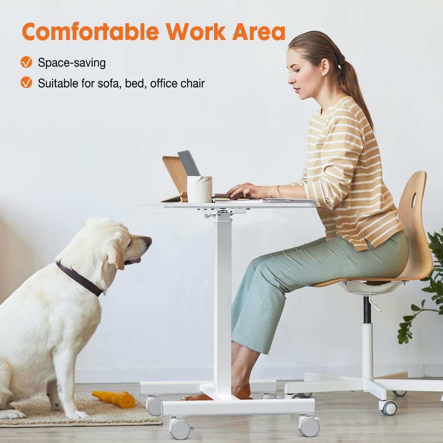 Adjustable Rolling Desk Laptop Computer Cart for Home, Office, Classroom,Overbed Table