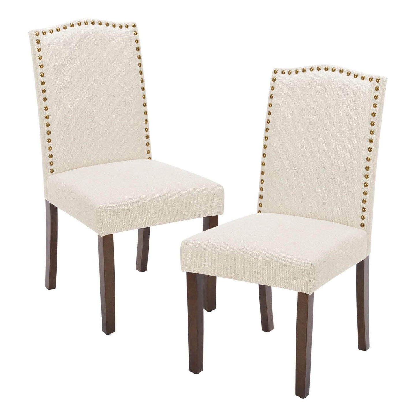 2 Piece Set of Dining Chairs , Premium leather cushion, Nailhead Trim, Wood Legs, Dining Room Kitchen Side Chair for Bedroom, Living Room, Dining Room