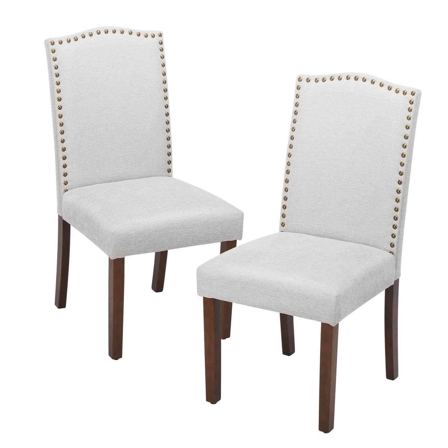 2 Piece Set of Dining Chairs , Premium leather cushion, Nailhead Trim, Wood Legs, Dining Room Kitchen Side Chair for Bedroom, Living Room, Dining Room