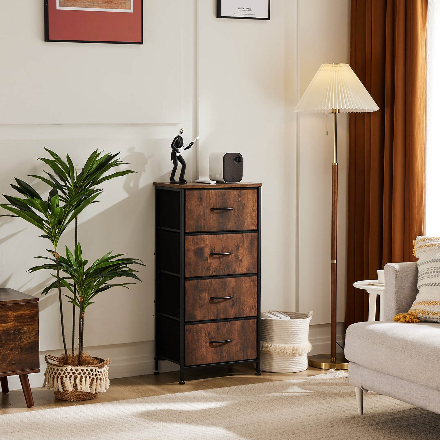 Drawers Dresser Chest of Drawers,Metal Frame and Wood Top