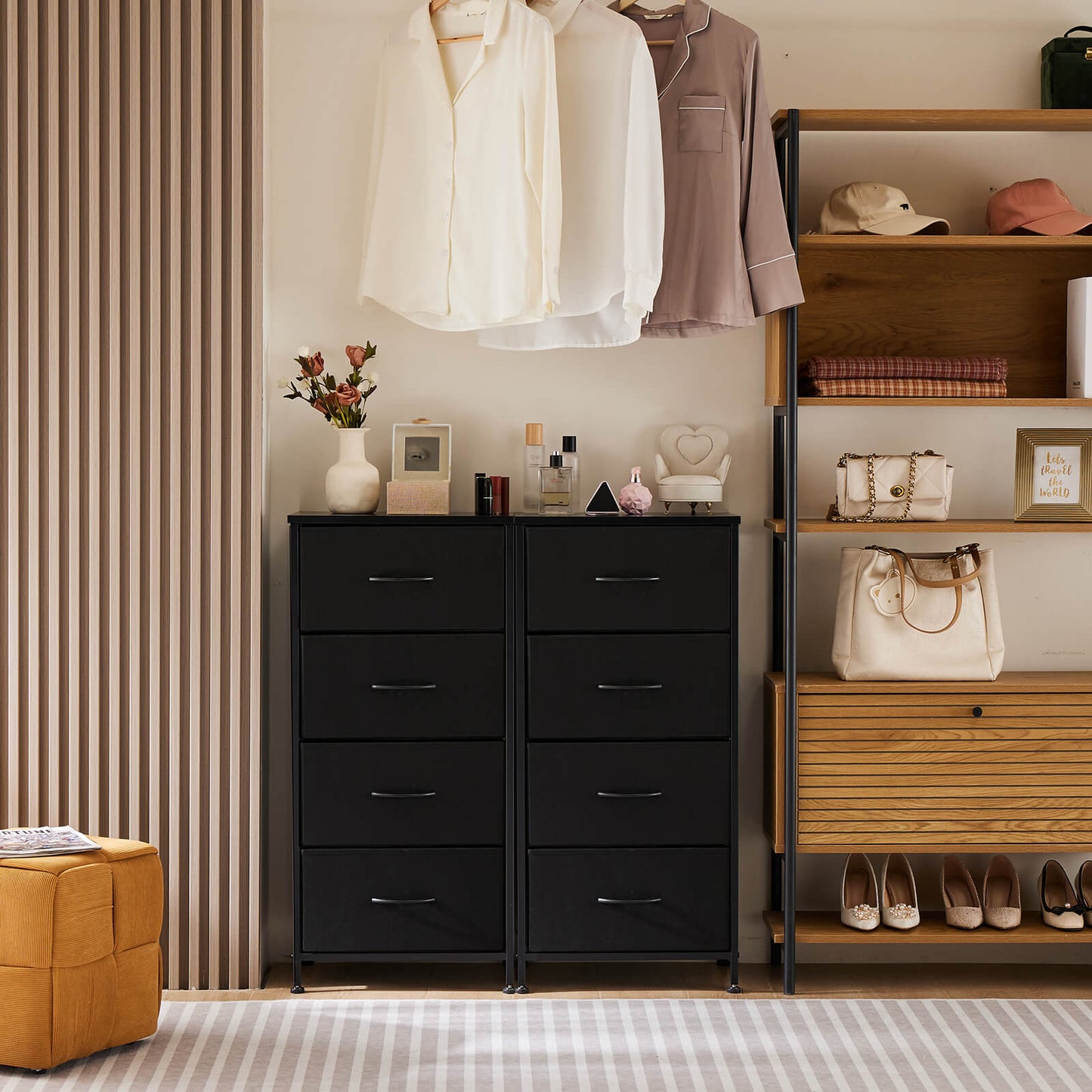 Drawers Dresser Chest of Drawers,Metal Frame and Wood Top
