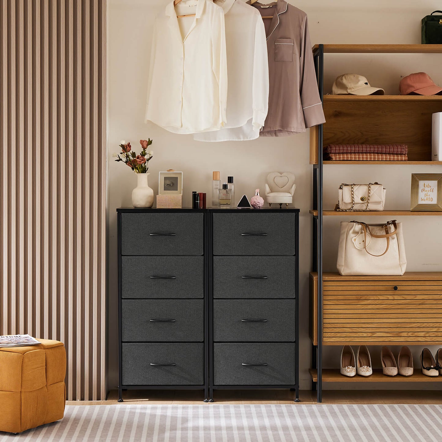 Drawers Dresser Chest of Drawers,Metal Frame and Wood Top