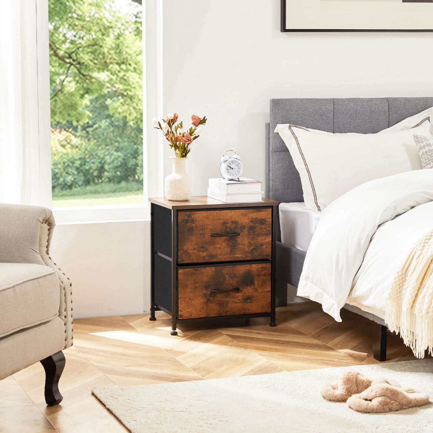 Drawers Dresser Chest of Drawers,Metal Frame and Wood Top