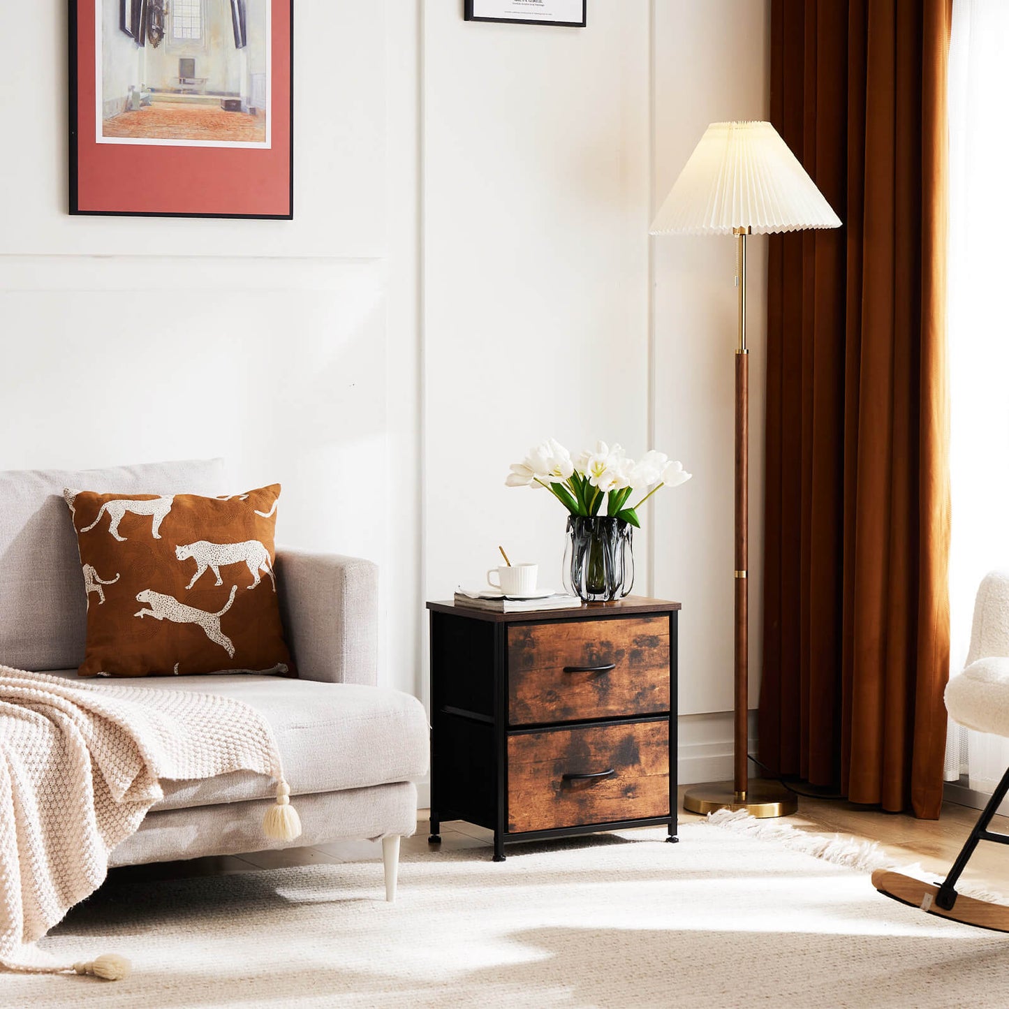 Drawers Dresser Chest of Drawers,Metal Frame and Wood Top