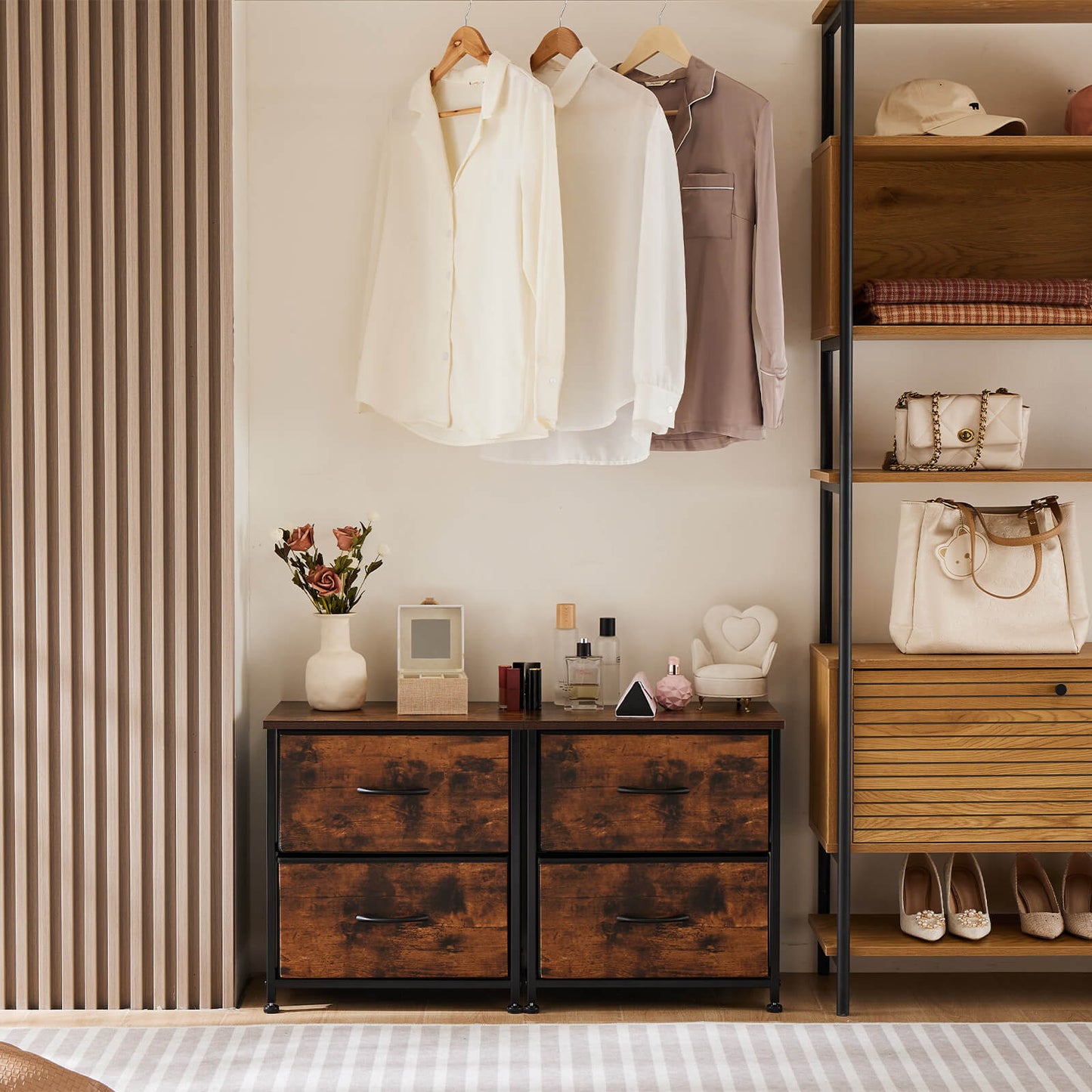 Drawers Dresser Chest of Drawers,Metal Frame and Wood Top