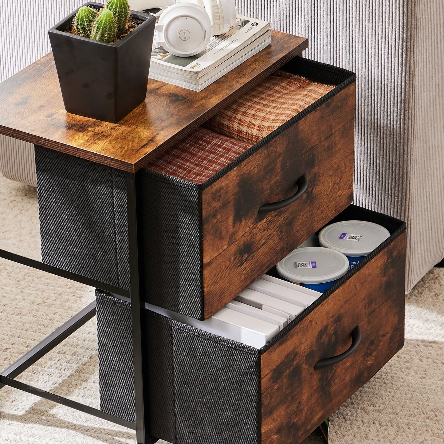 Drawers Dresser Chest of Drawers,Metal Frame and Wood Top