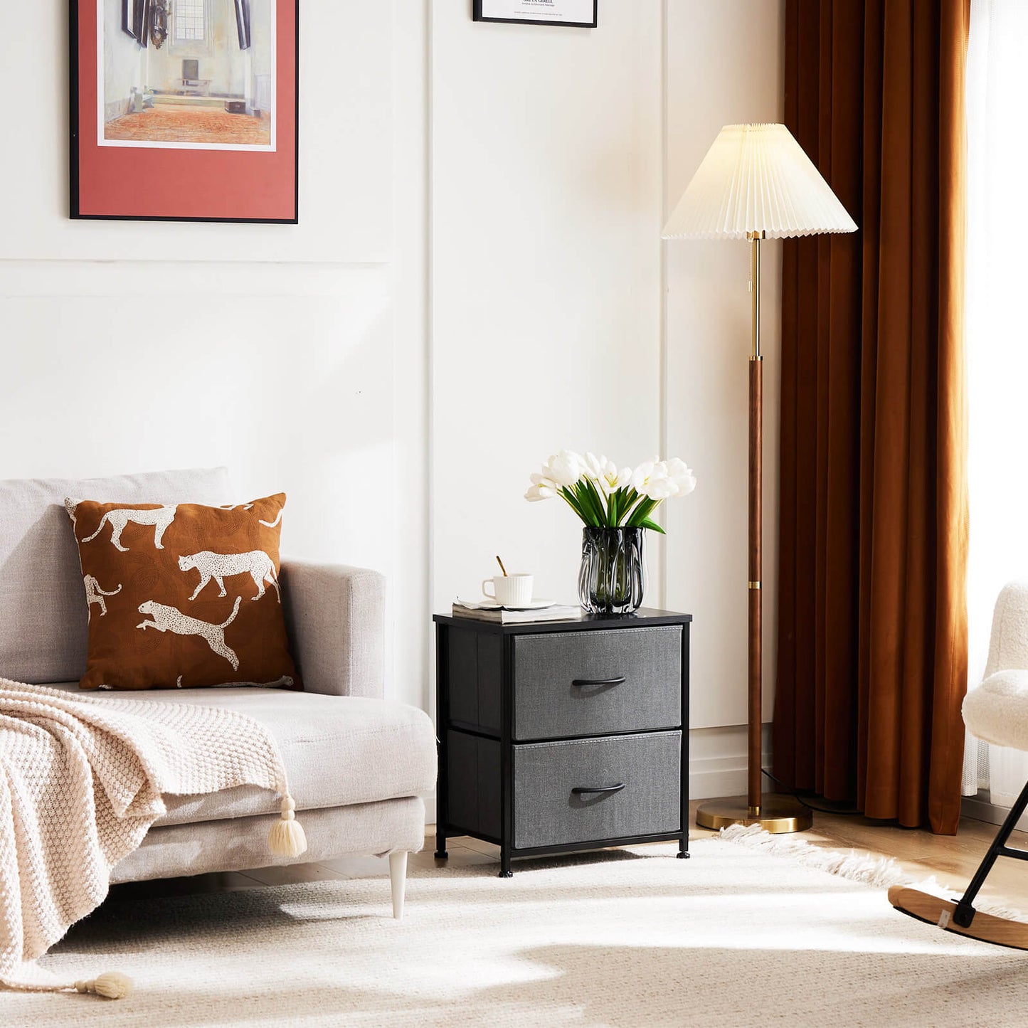 Drawers Dresser Chest of Drawers,Metal Frame and Wood Top