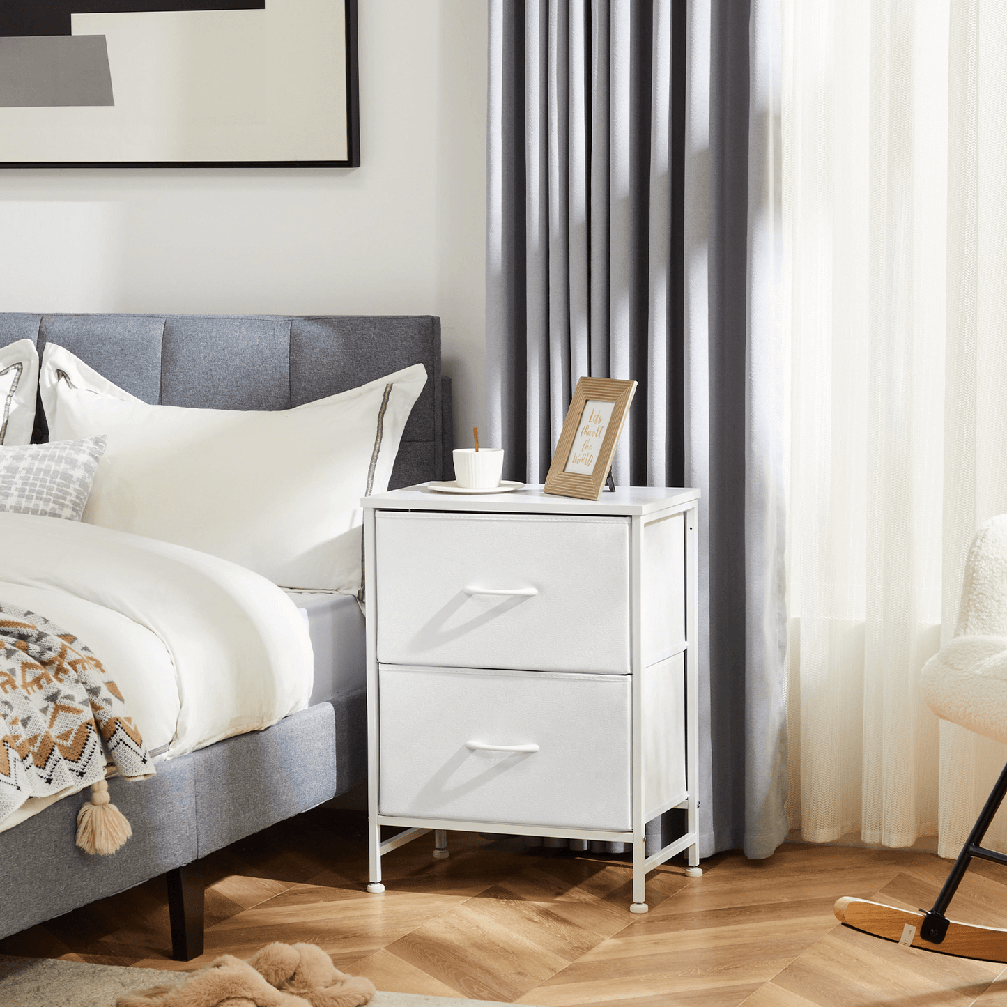 Drawers Dresser Chest of Drawers,Metal Frame and Wood Top