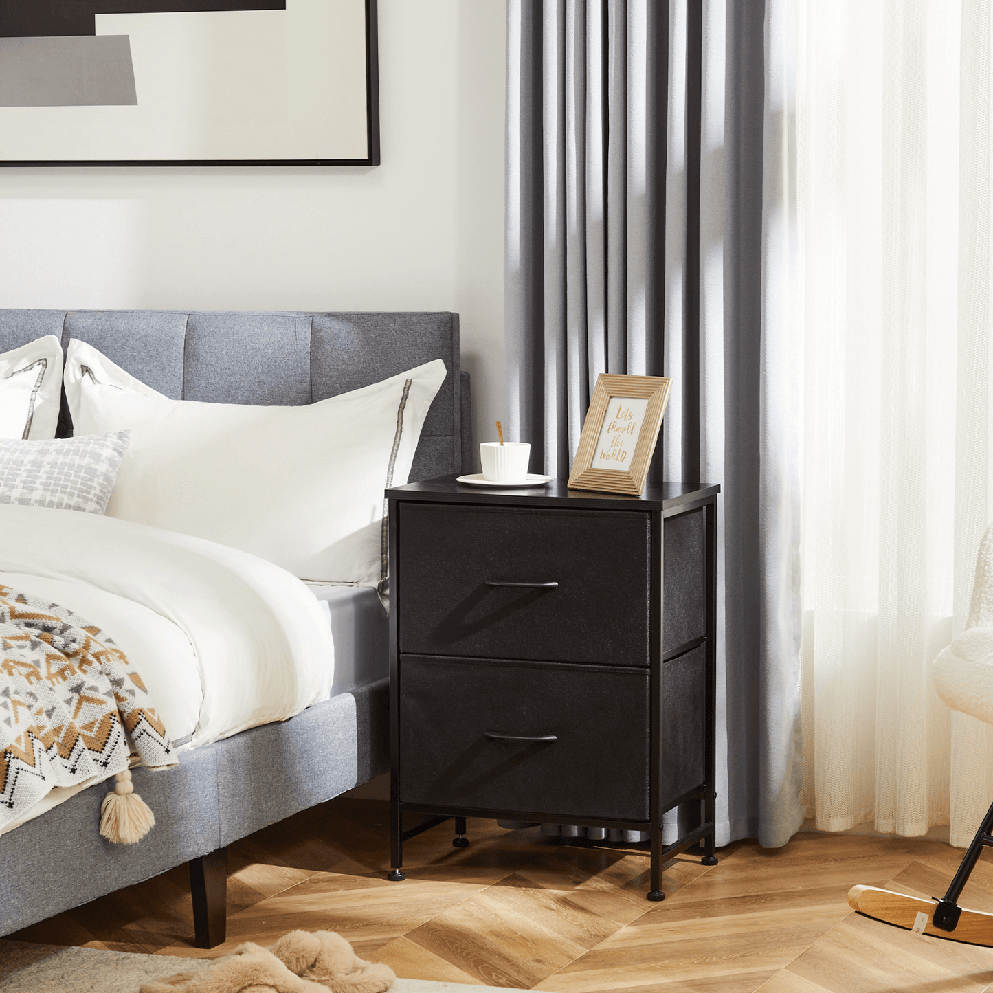 Drawers Dresser Chest of Drawers,Metal Frame and Wood Top