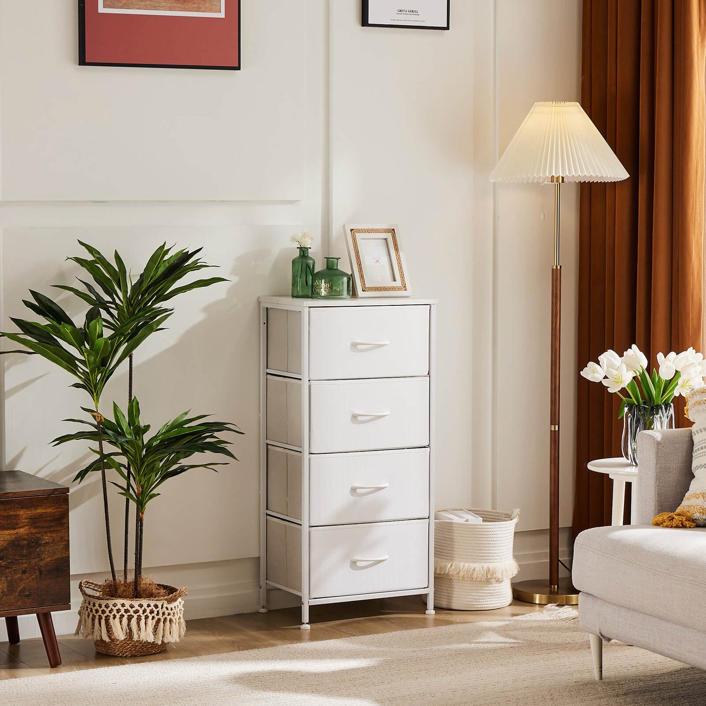 Drawers Dresser Chest of Drawers,Metal Frame and Wood Top