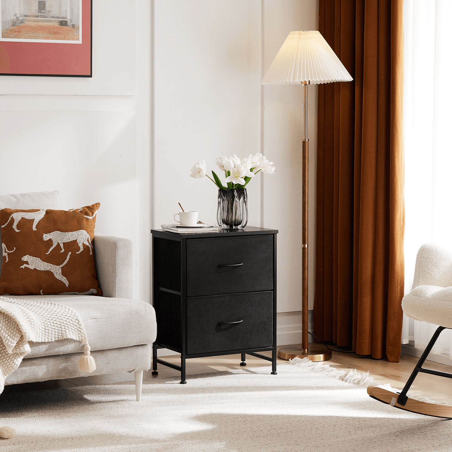 Drawers Dresser Chest of Drawers,Metal Frame and Wood Top