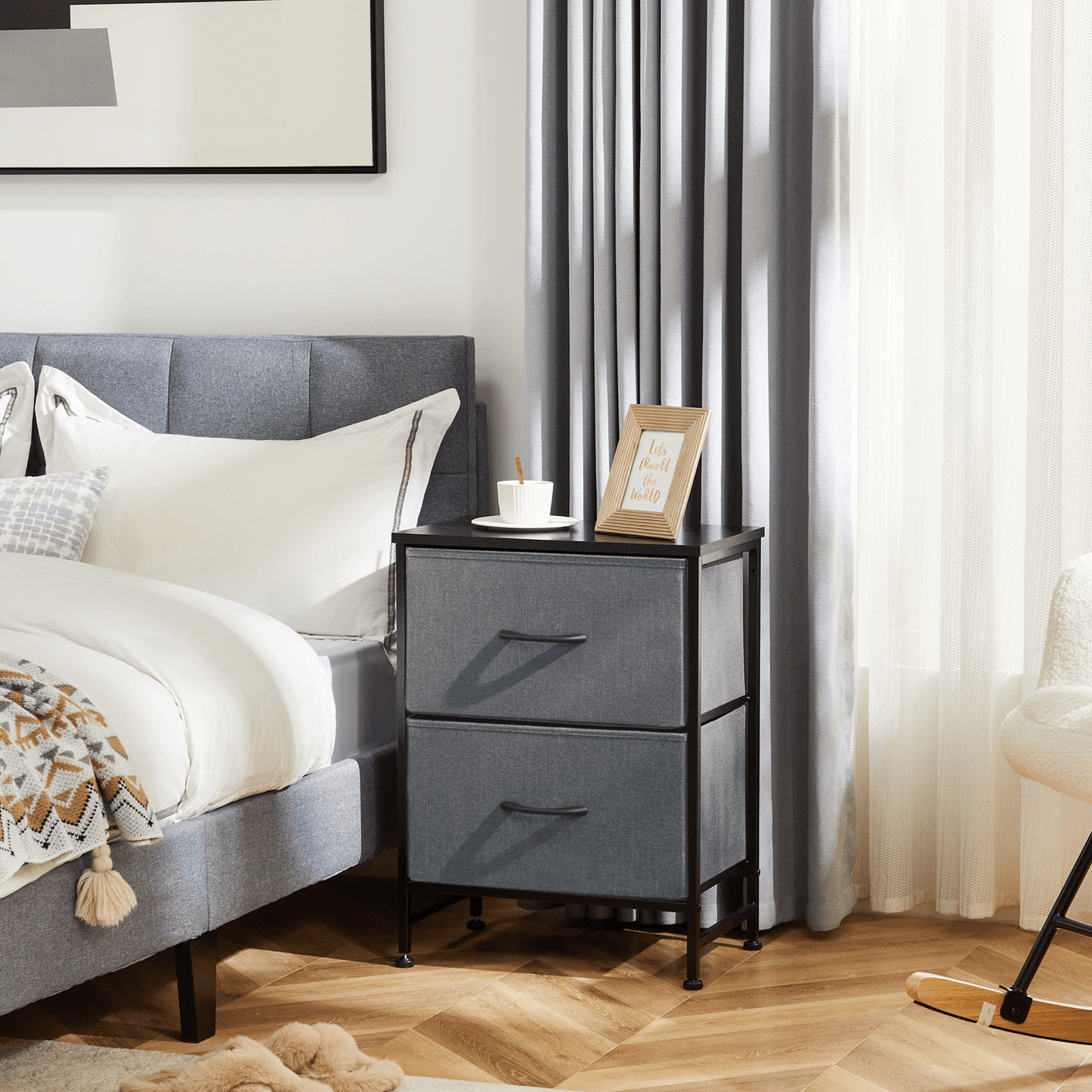 Drawers Dresser Chest of Drawers,Metal Frame and Wood Top