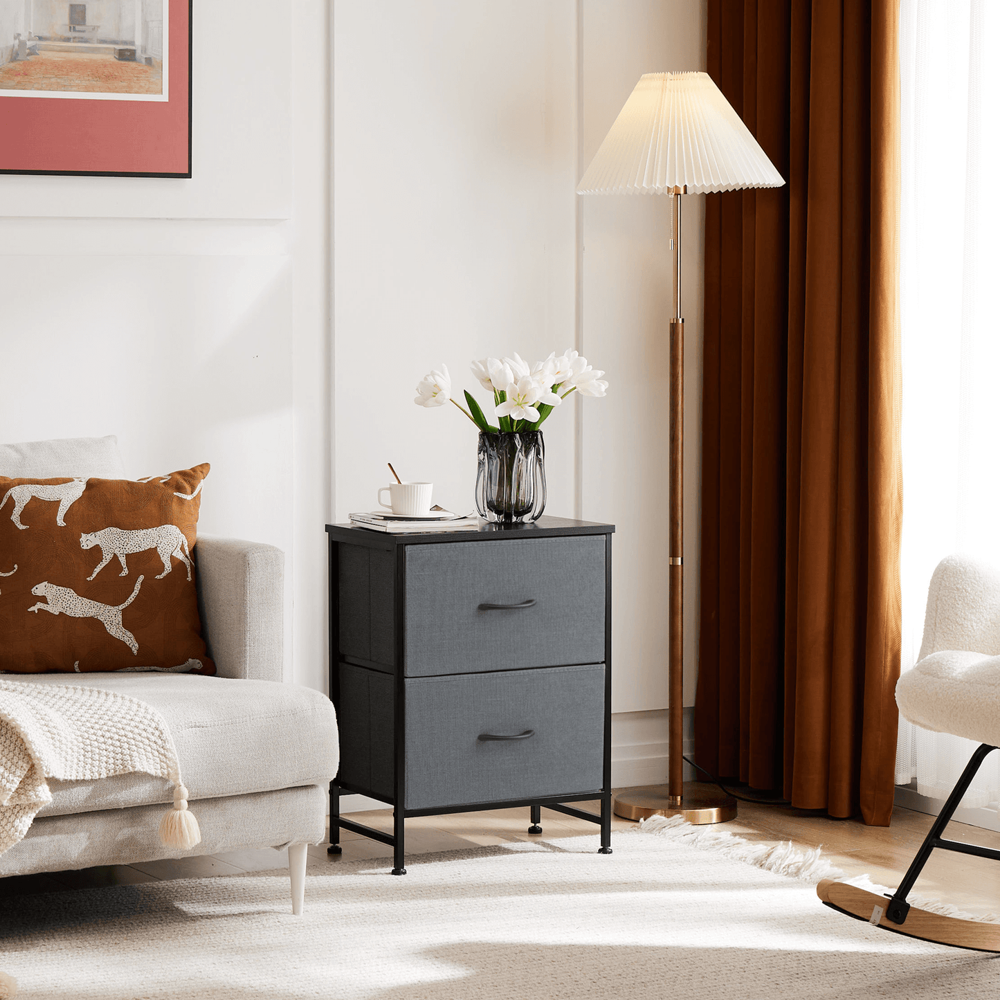 Drawers Dresser Chest of Drawers,Metal Frame and Wood Top