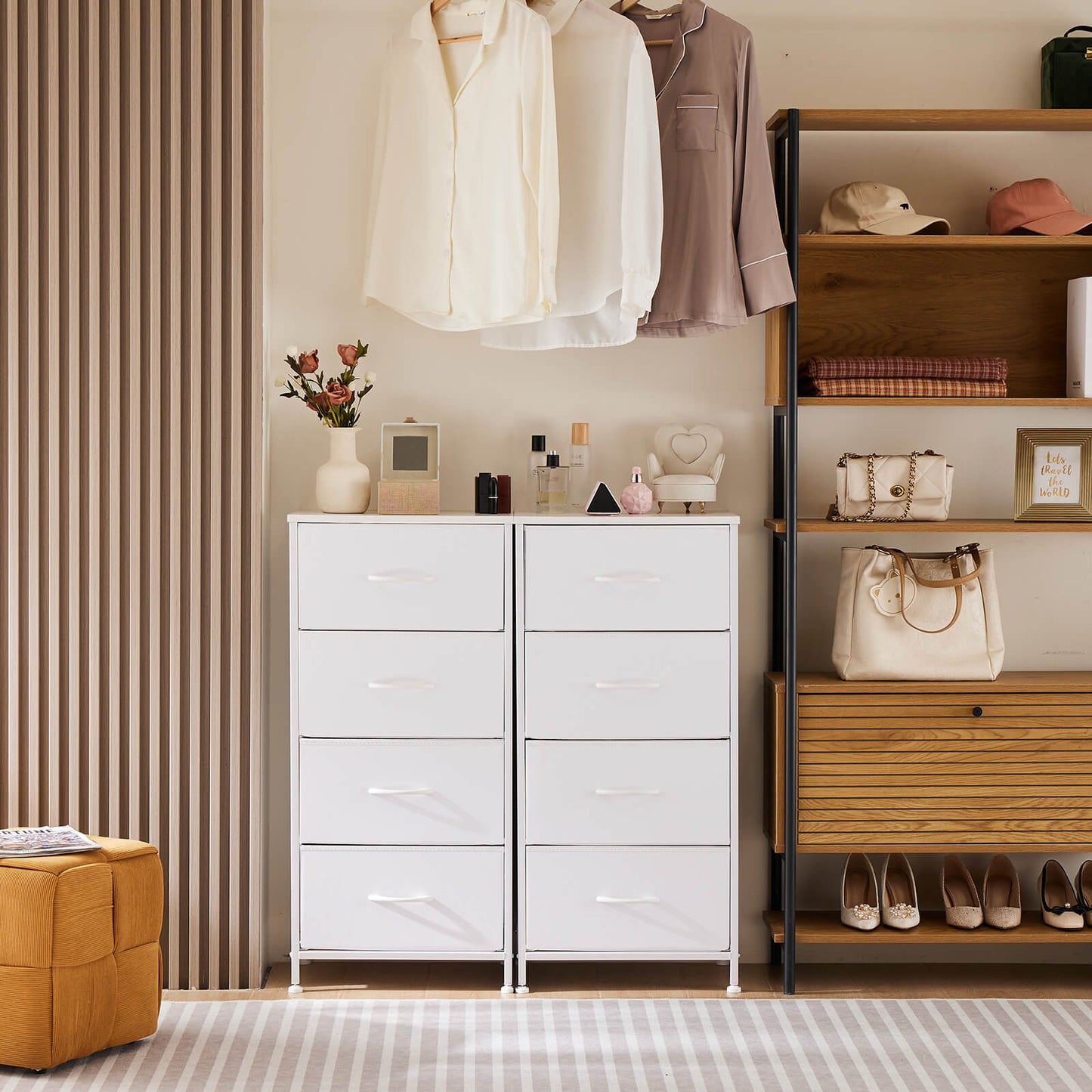 Drawers Dresser Chest of Drawers,Metal Frame and Wood Top