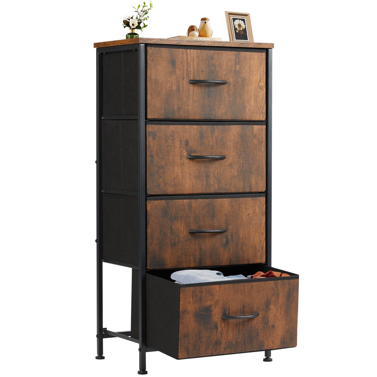 Drawers Dresser Chest of Drawers,Metal Frame and Wood Top