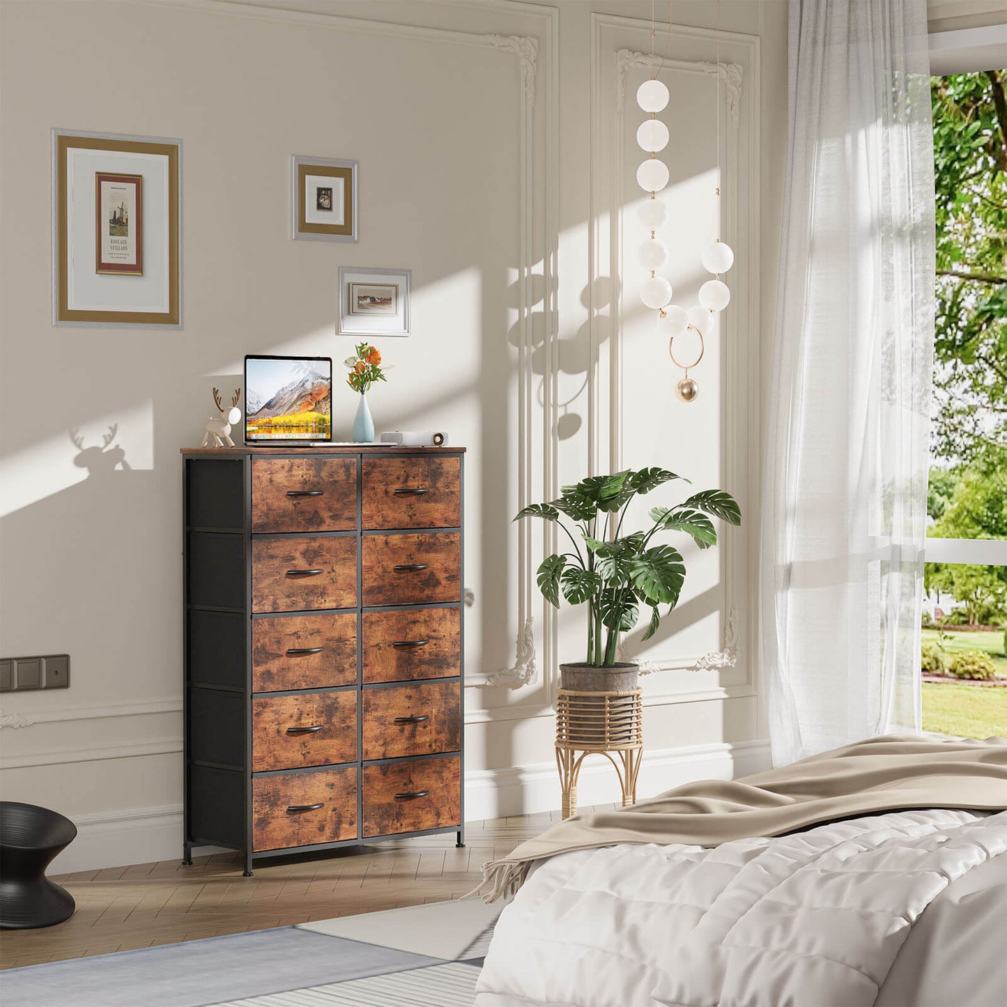 Dressers for Bedroom with 10 Drawers Storage Tower Tall Dresser Fabric Dressers