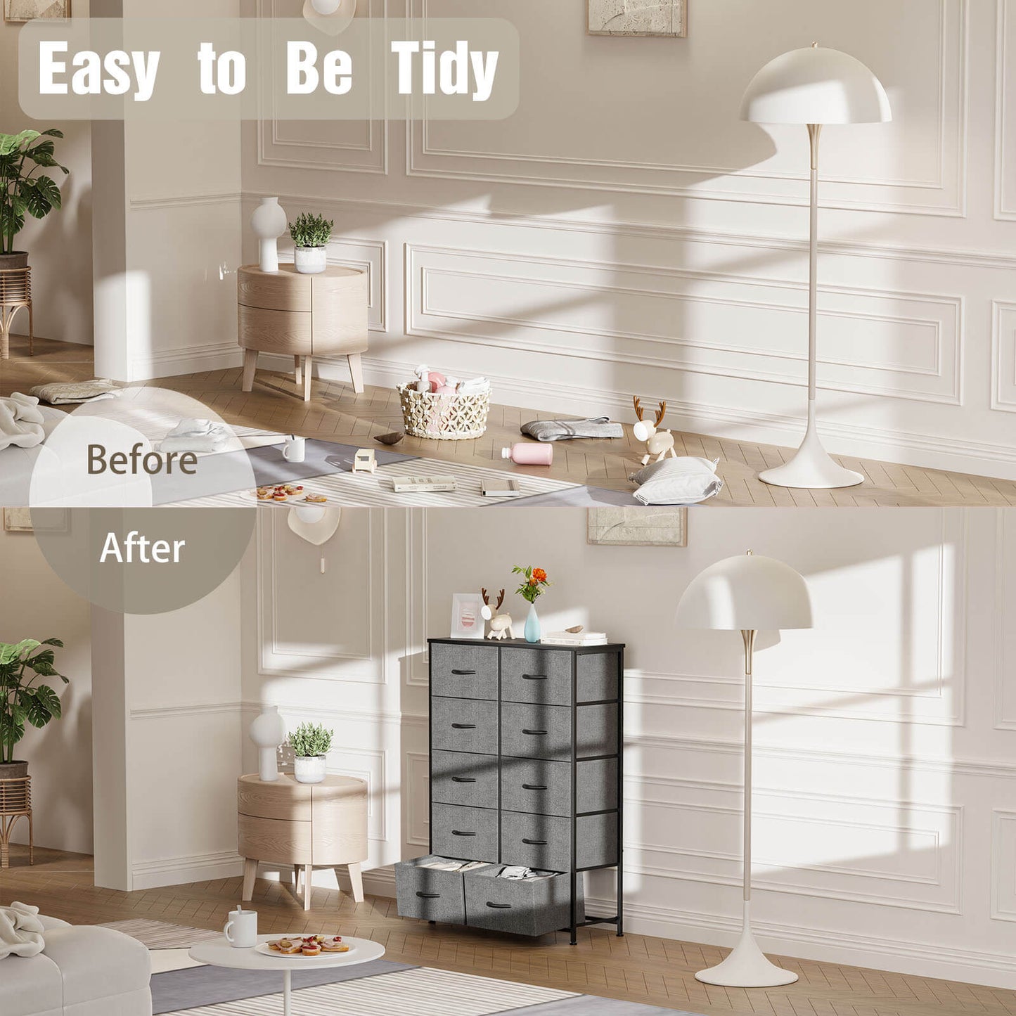 Dressers for Bedroom with 10 Drawers Storage Tower Tall Dresser Fabric Dressers