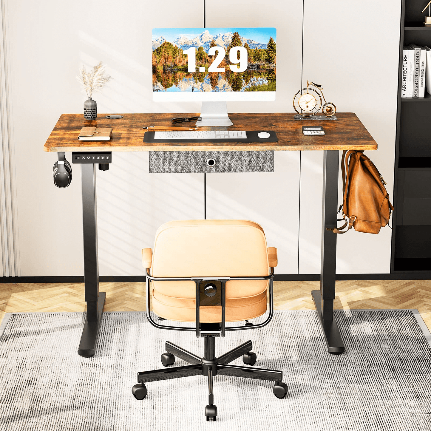 Sweetcrispy Electric Standing Desk With Drawer,Stand Up Desk Height Adjustable Rising Desk