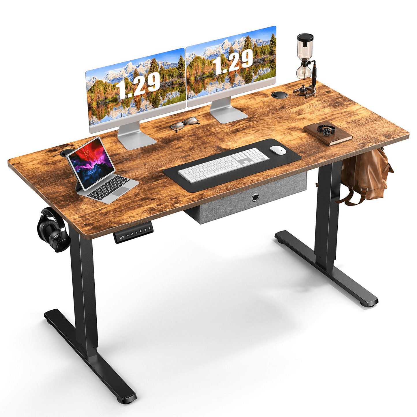 Sweetcrispy Electric Standing Desk With Drawer,Stand Up Desk Height Adjustable Rising Desk