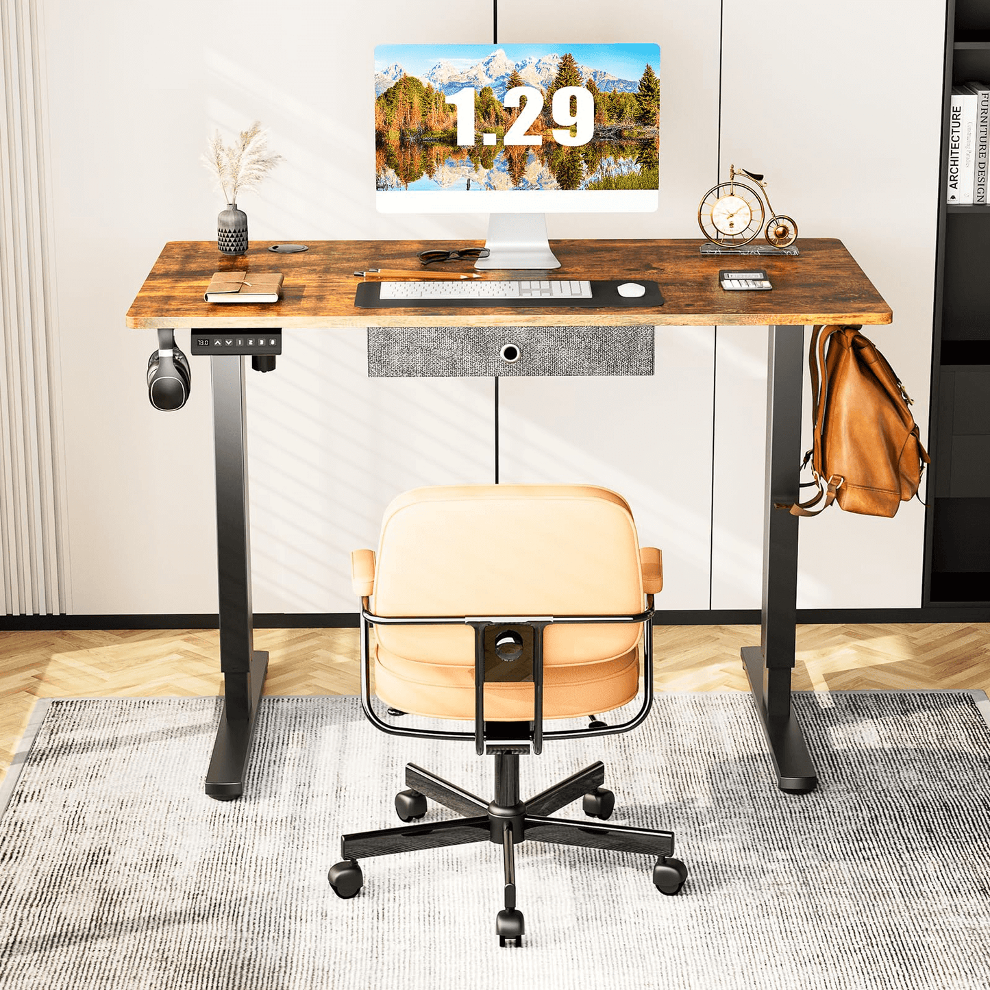 Sweetcrispy Electric Standing Desk With Drawer,Stand Up Desk Height Adjustable Rising Desk