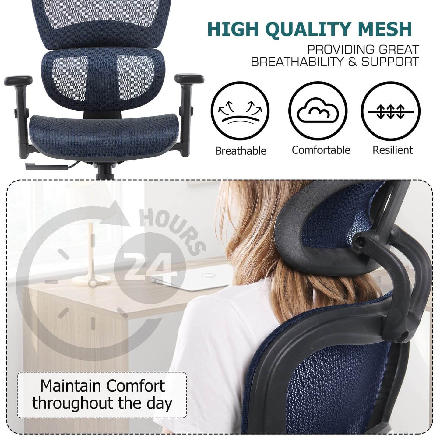 Large High Back Computer Chair with Dynamic Lumbar Support, Tilt and Lock Office Chair, 3D Adjustable Headrest and Armrests