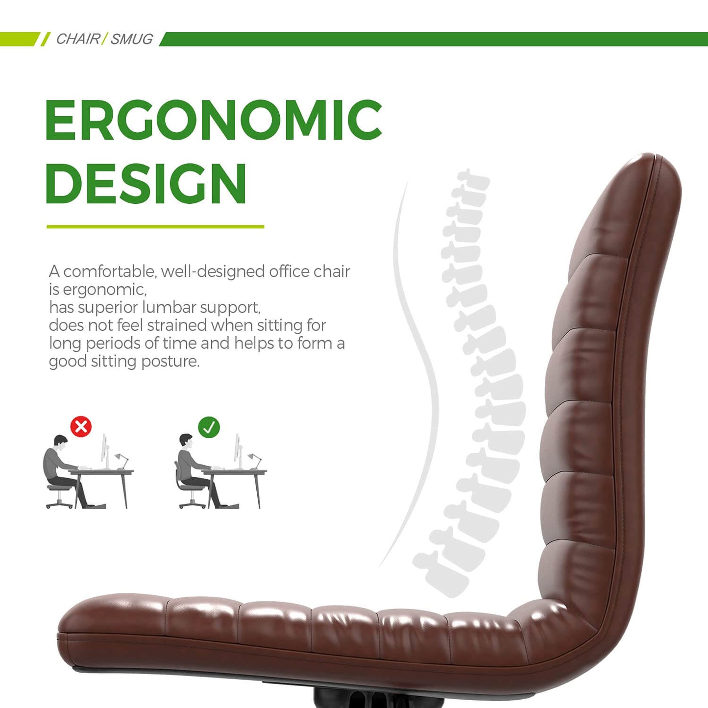 Leather Swivel Armless Mid Back Ribbed Office Chair for Adult Child, Height adjustable Vanity Chair