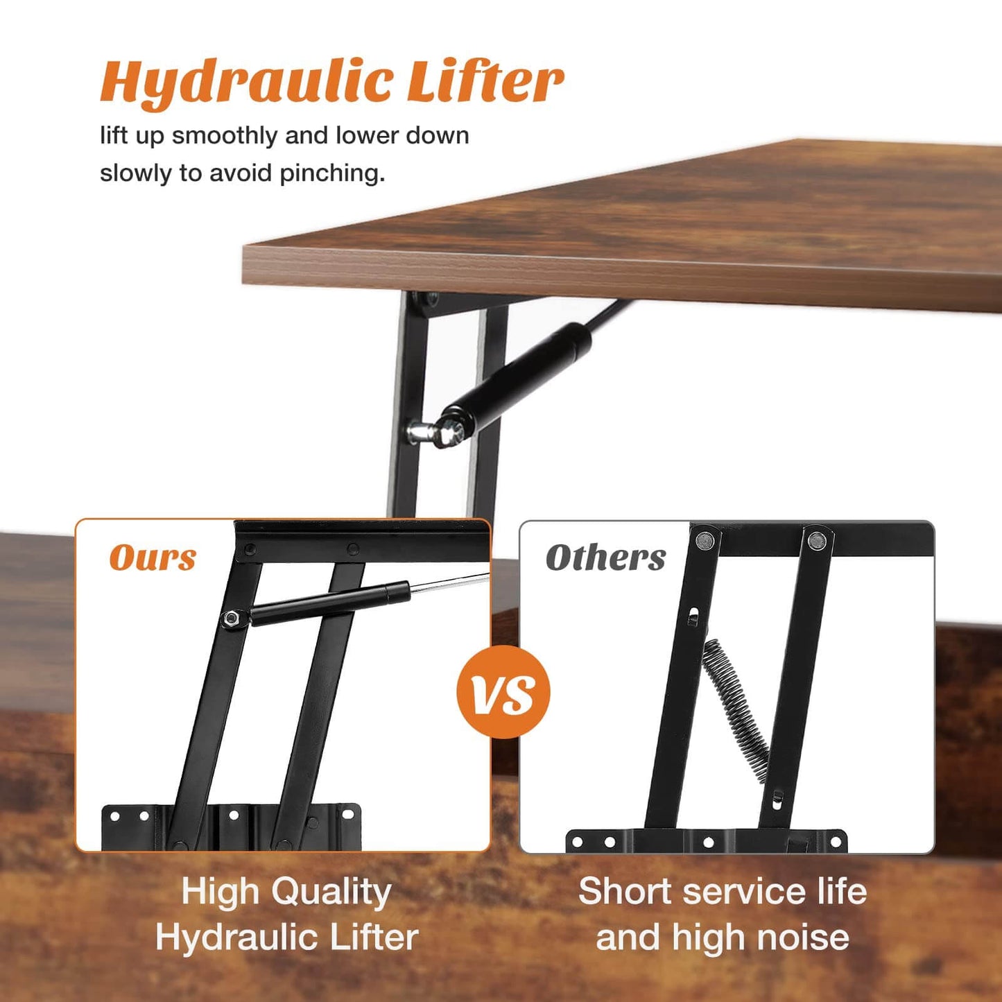 Lift Tabletop Coffee Tables for Living Room with Storage Shelf and Hidden Compartment
