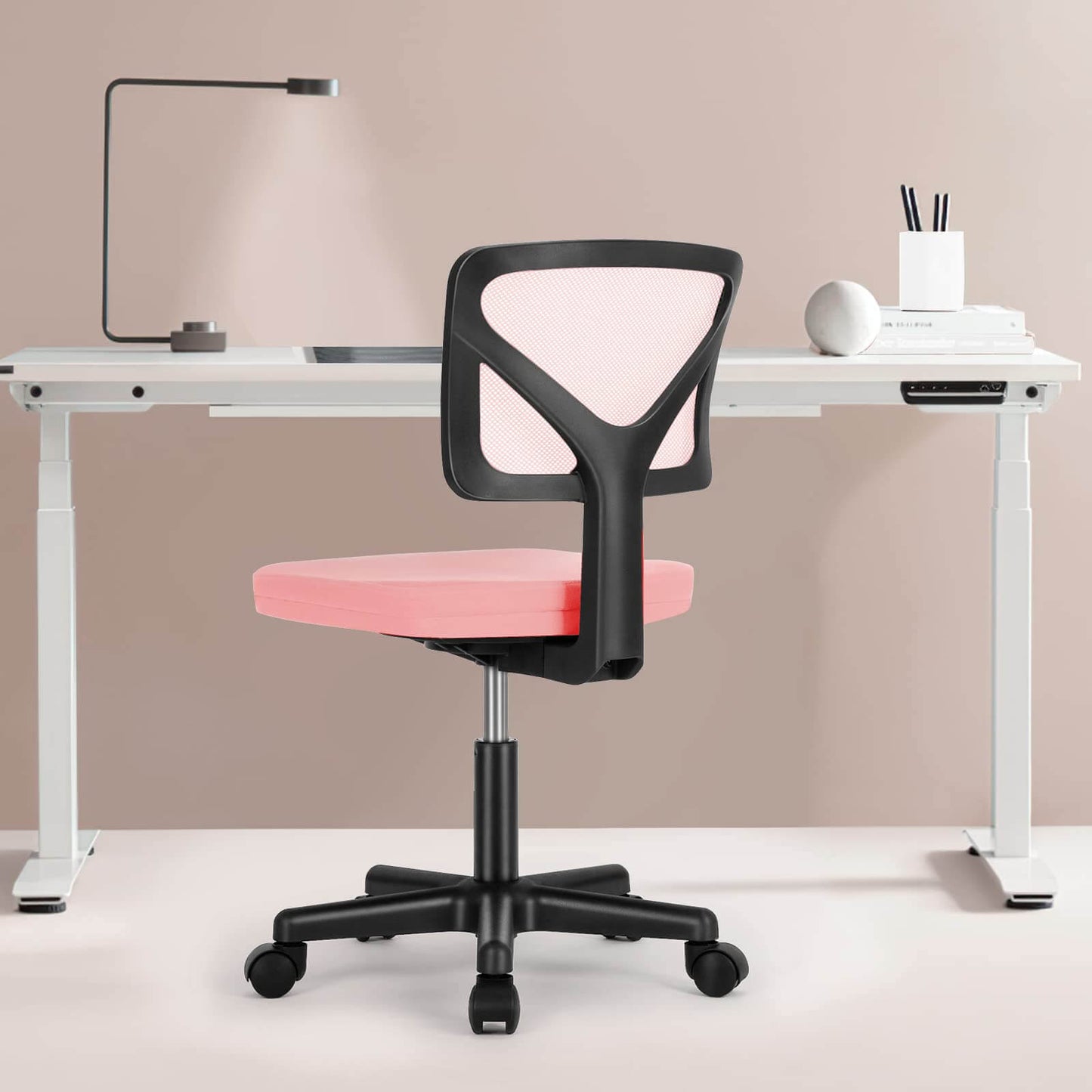 Low-Back Mesh Armless Office Chair,Swivel Rolling Computer Chair No Arms with Lumbar Support