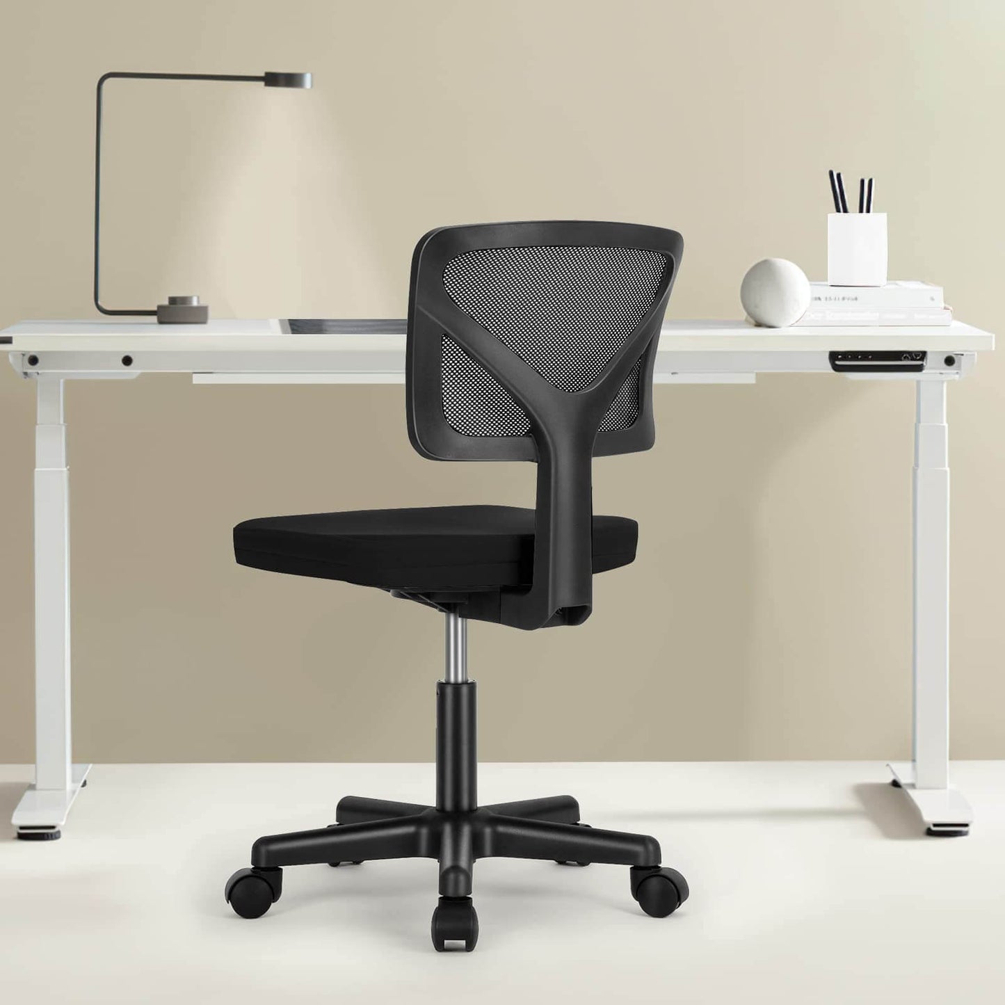 Low-Back Mesh Armless Office Chair,Swivel Rolling Computer Chair No Arms with Lumbar Support