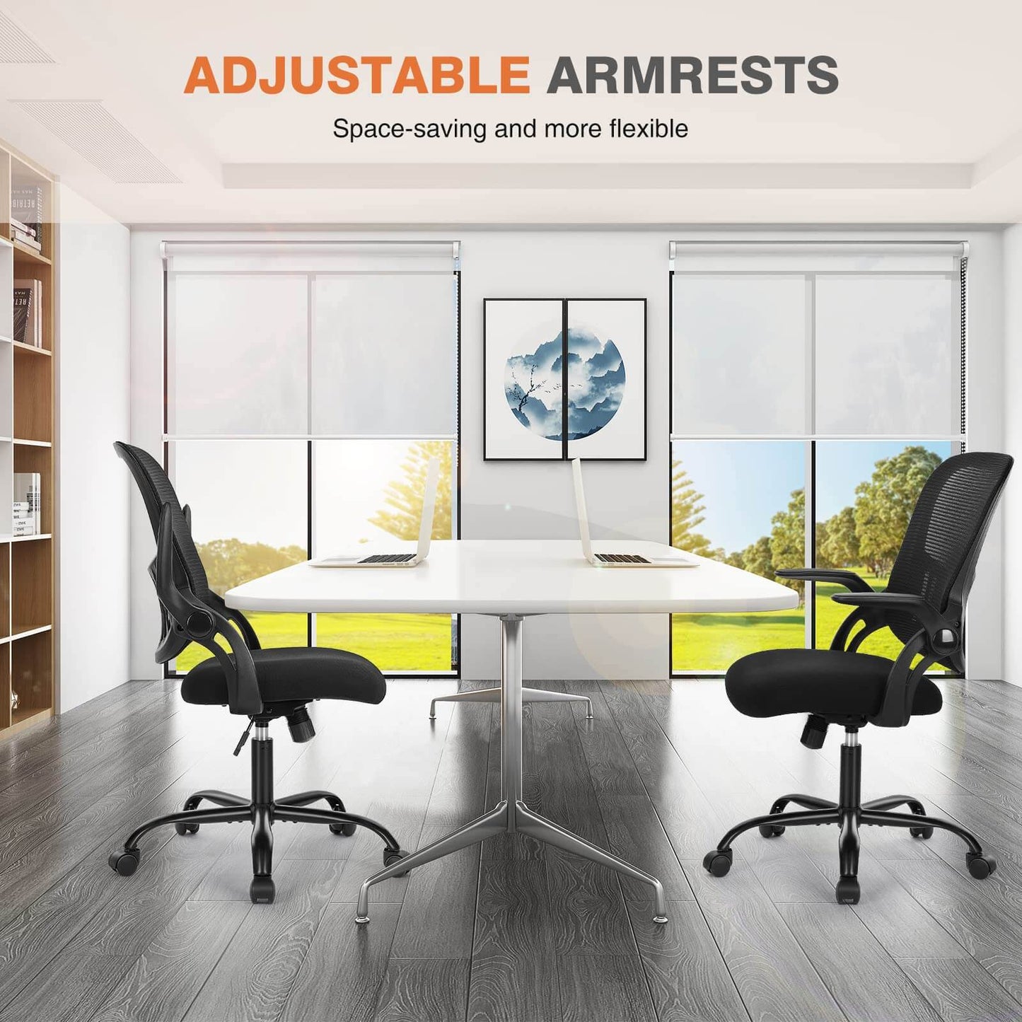 Ergonomic Home Mesh Office Desk Chairs with Flip up Armrests,Lumbar Support