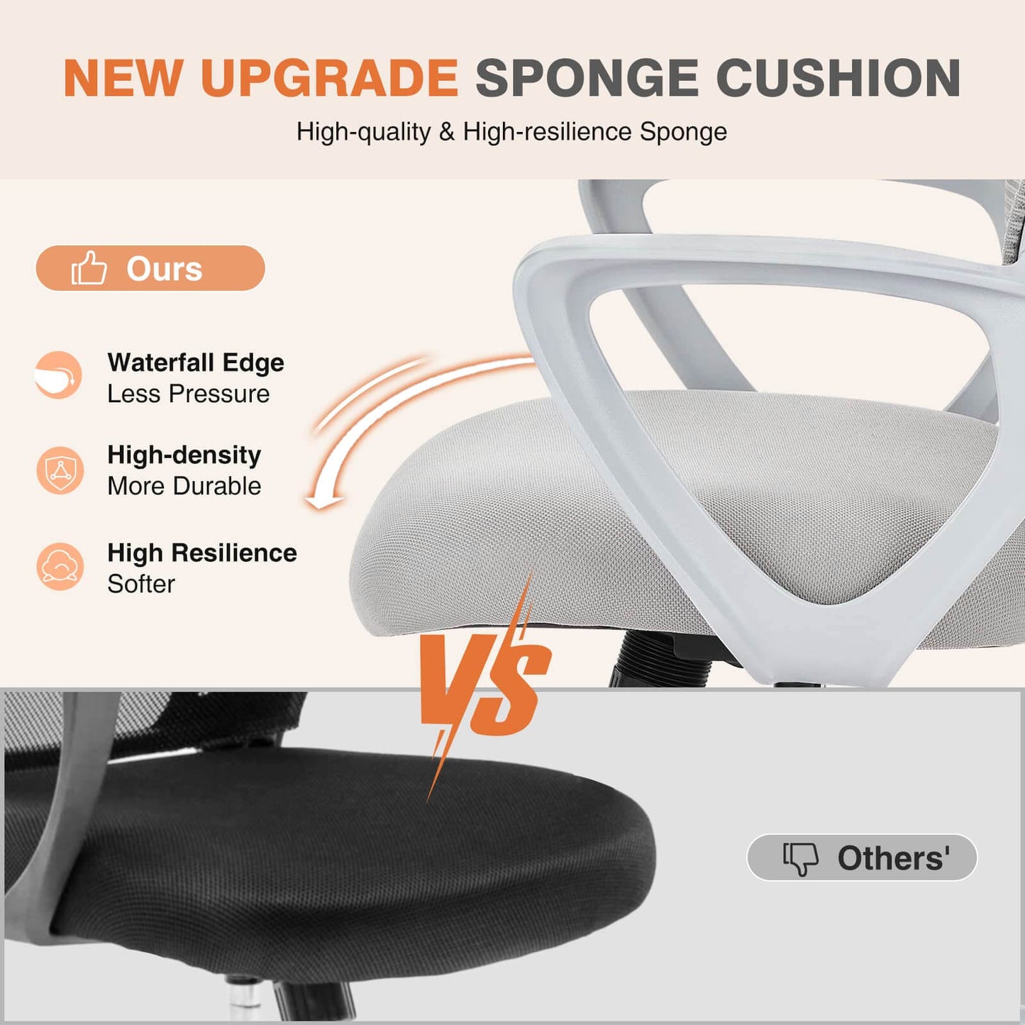Mid-Back Task Chair with Lumbar Support,Ergonomic Home Office Desk Chairs