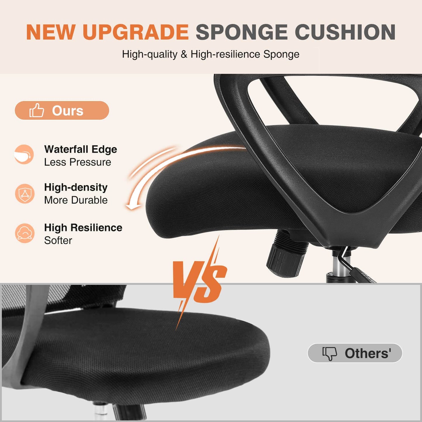 Mid-Back Task Chair with Lumbar Support,Ergonomic Home Office Desk Chairs