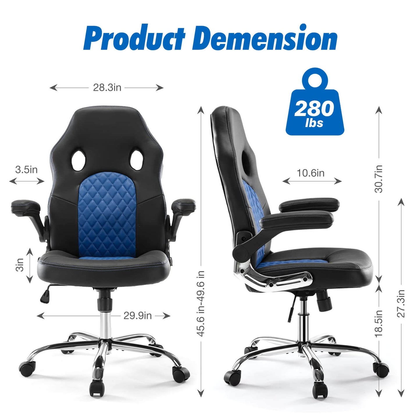 PU Leather Executive Ergonomic Mid Back Computer Chair with Flip-up Armrests
