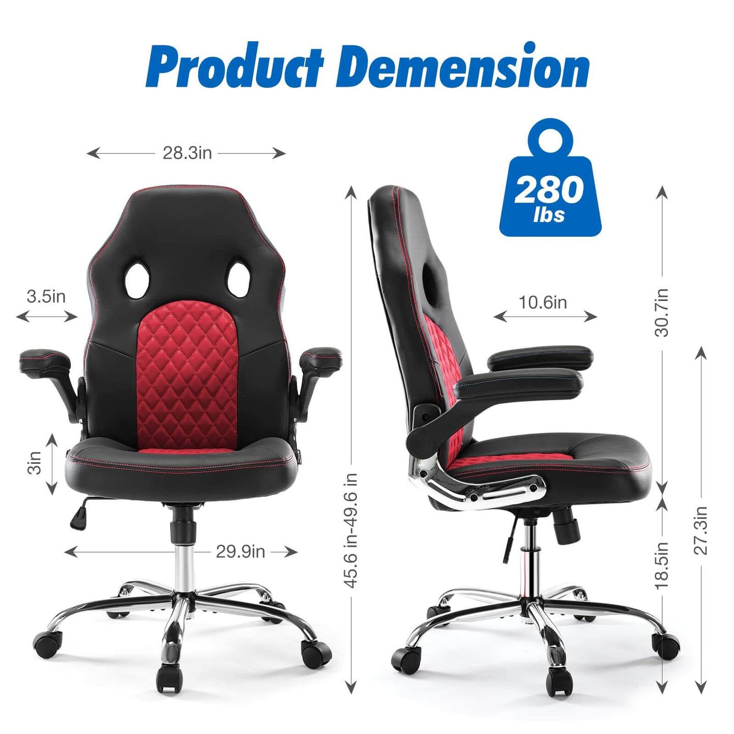 PU Leather Executive Ergonomic Mid Back Computer Chair with Flip-up Armrests