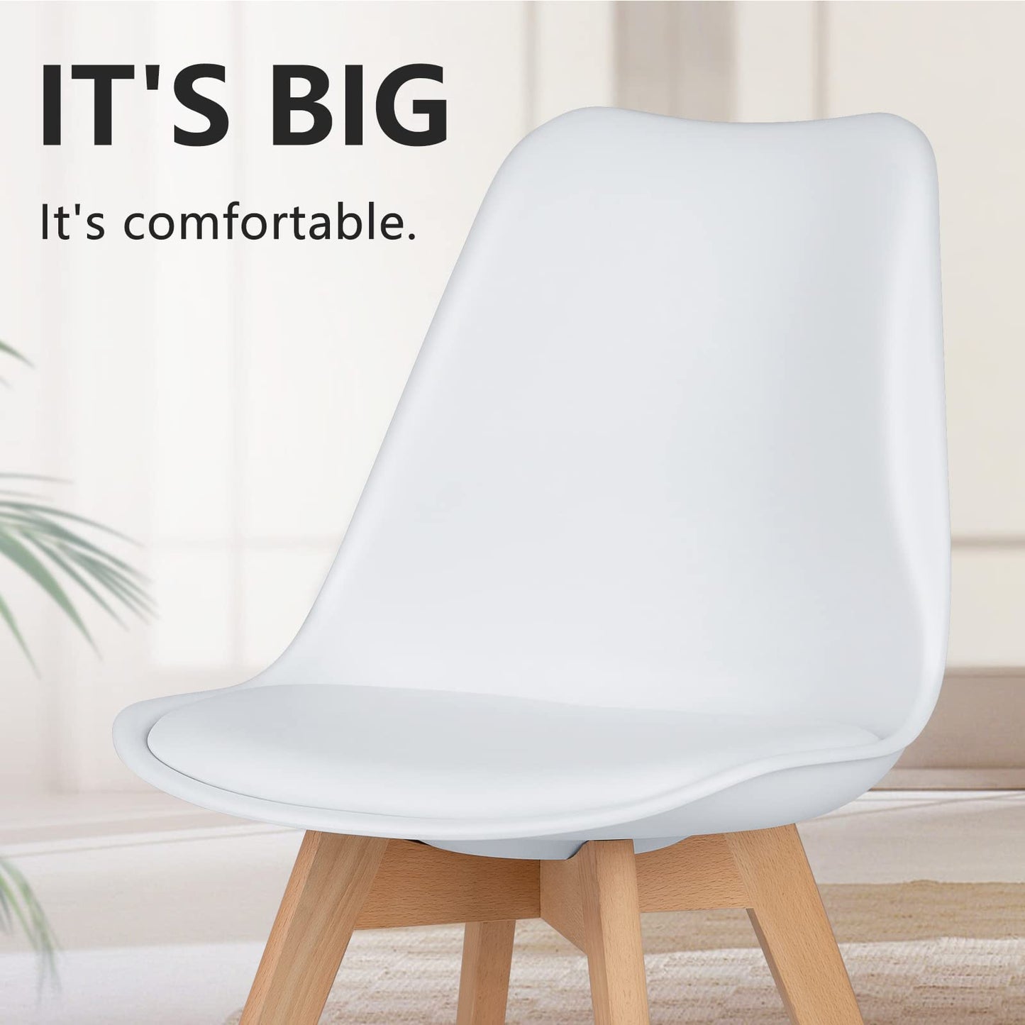 PU Leather Upholstered Dining Chairs with Wood Legs, Set of 4 for Kitchen, Dining, Living Room