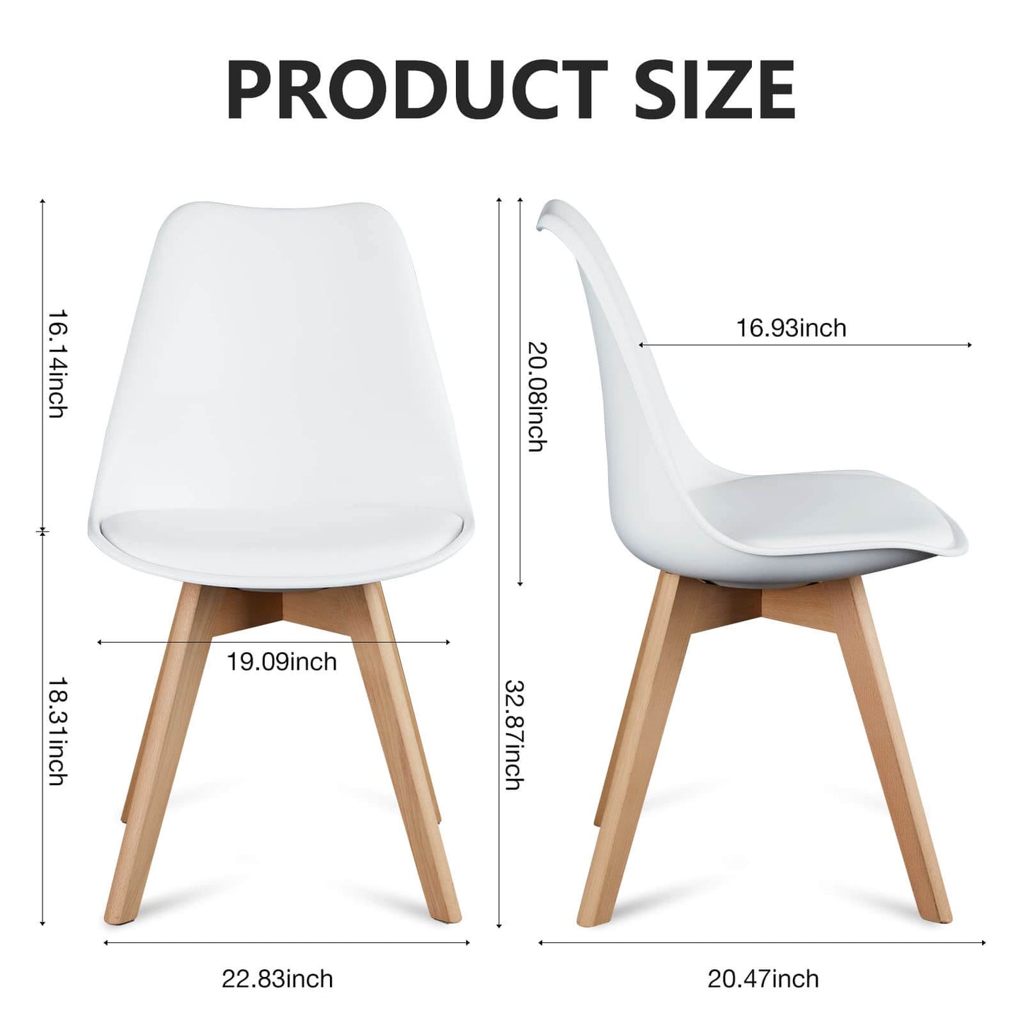 PU Leather Upholstered Dining Chairs with Wood Legs, Set of 4 for Kitchen, Dining, Living Room