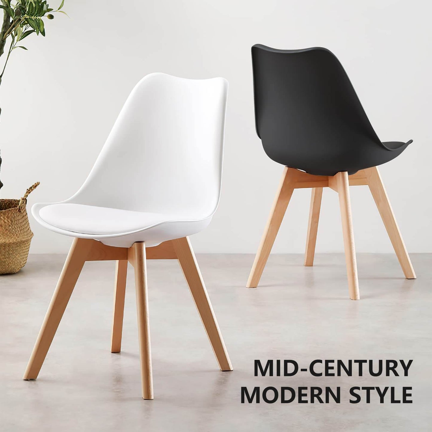 PU Leather Upholstered Dining Chairs with Wood Legs, Set of 4 for Kitchen, Dining, Living Room