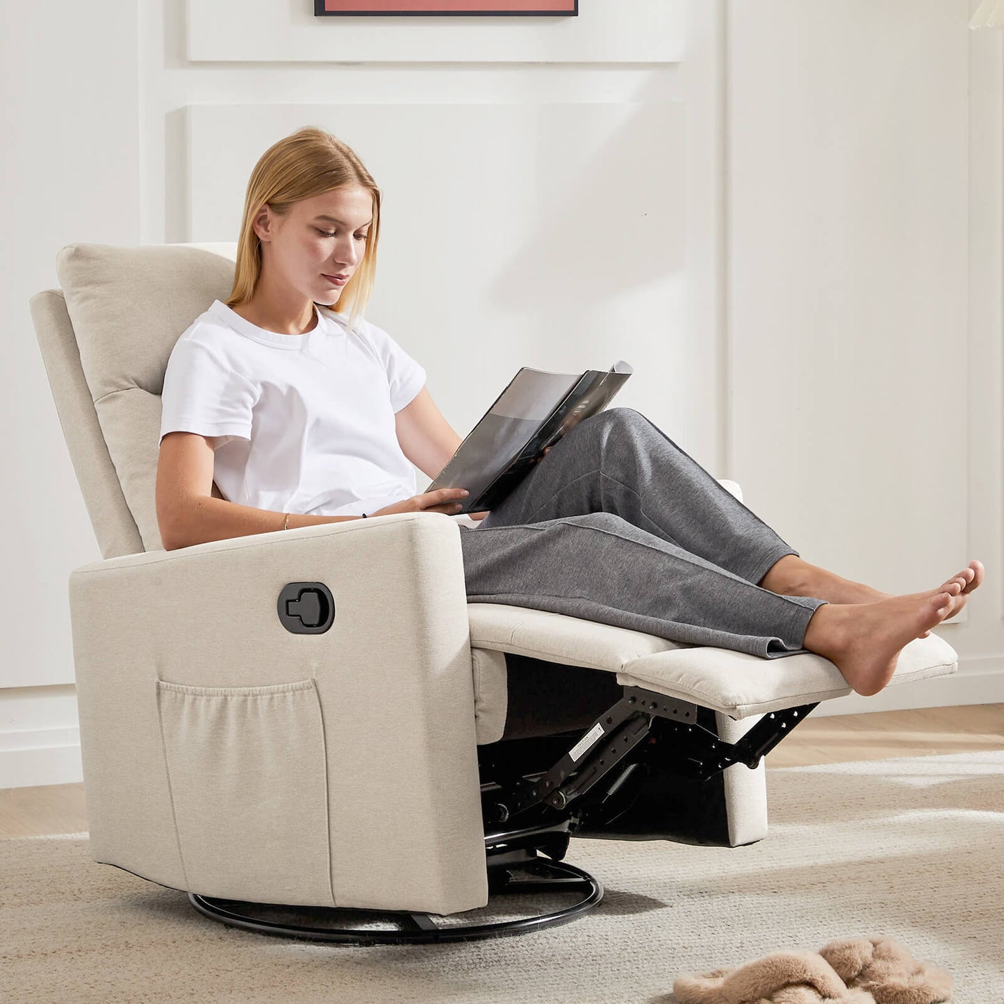 Rocking Chair Nursery, Swivel Rocker Recliner Chair, Nursery Rocking Chairs, Manual Upholstered Seating Recliner