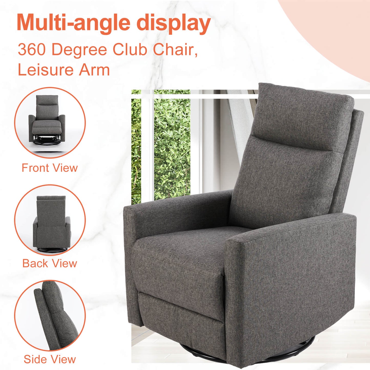Rocking Chair Nursery, Swivel Rocker Recliner Chair, Nursery Rocking Chairs, Manual Upholstered Seating Recliner