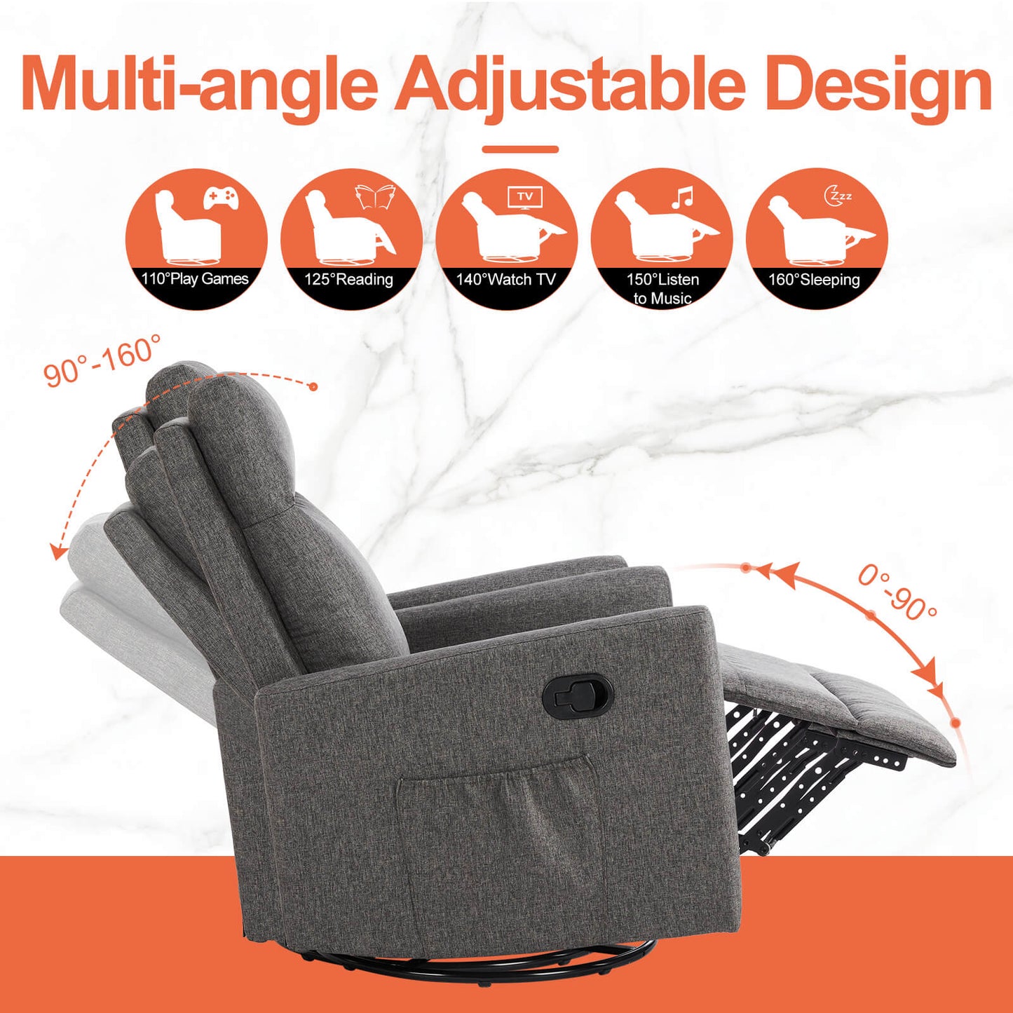 Rocking Chair Nursery, Swivel Rocker Recliner Chair, Nursery Rocking Chairs, Manual Upholstered Seating Recliner