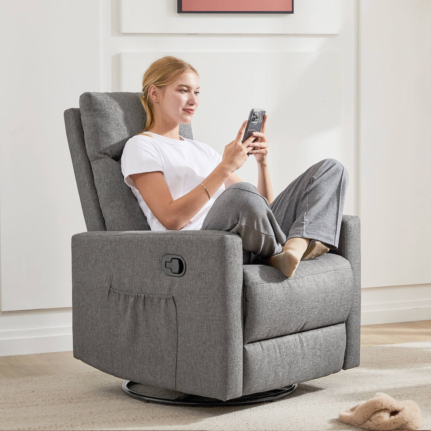 Rocking Chair Nursery, Swivel Rocker Recliner Chair, Nursery Rocking Chairs, Manual Upholstered Seating Recliner
