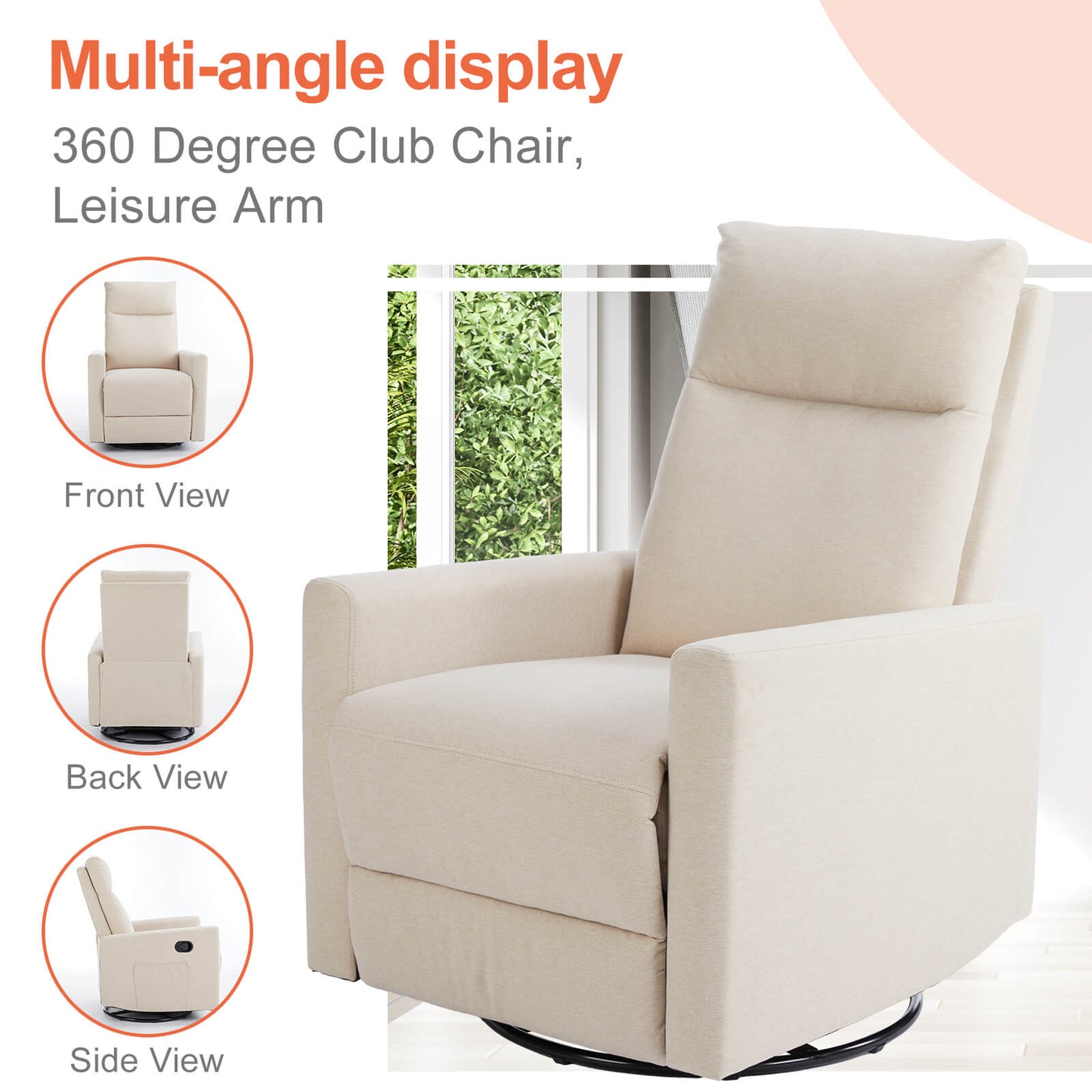 Rocking Chair Nursery, Swivel Rocker Recliner Chair, Nursery Rocking Chairs, Manual Upholstered Seating Recliner