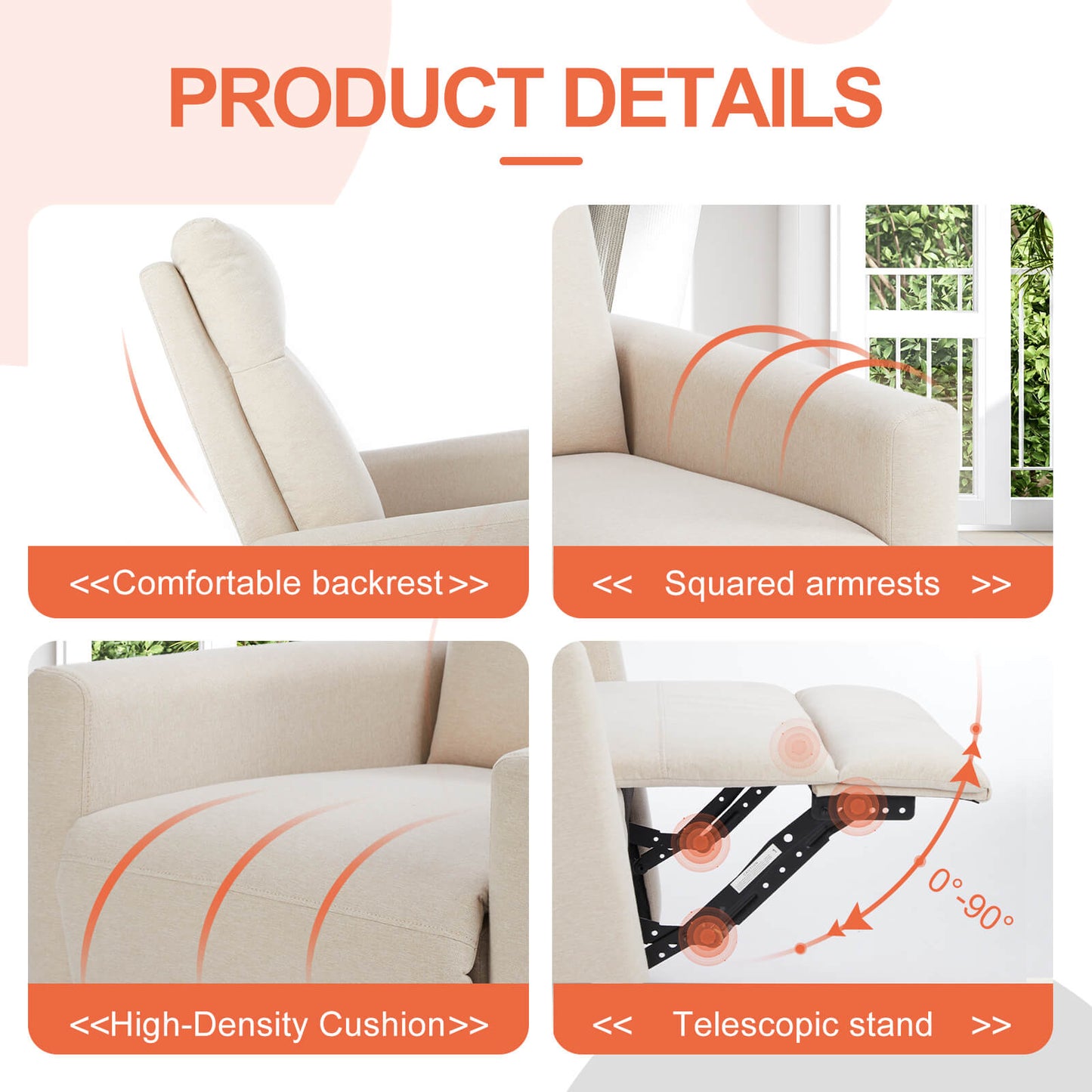 Rocking Chair Nursery, Swivel Rocker Recliner Chair, Nursery Rocking Chairs, Manual Upholstered Seating Recliner