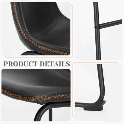 31 inch Armless Industrial Faux Leather Barstools with Metal Legs and Footrest, Dining Chairs for Home Office Kitchen Island