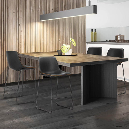 31 inch Armless Industrial Faux Leather Barstools with Metal Legs and Footrest, Dining Chairs for Home Office Kitchen Island