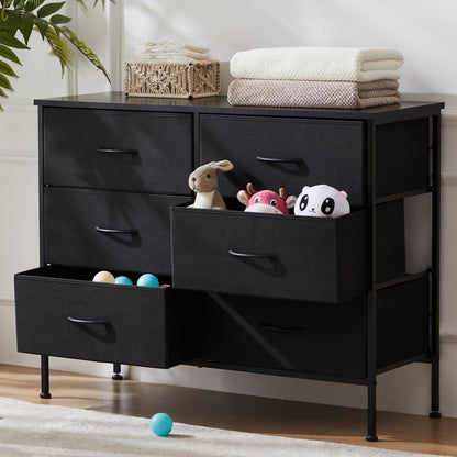 Dresser TV Stand, Console Table with 6 Wide Drawers, Entertainment Center for 55" TV Storage Fabric Dresser Drawer