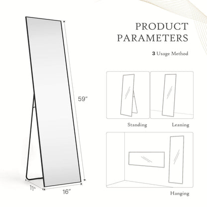 71"x30" Arched Full Body Mirror Floor Mirror Standing Hanging or Leaning Wall with Stand Aluminum Alloy Thin Frame