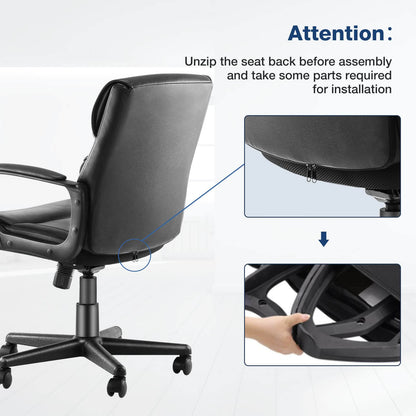 Adjustable Computer Desk Chair with Lumbar Support,Padded Armrest,Swivel Rolling